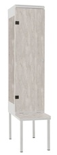 Šatní skříň 1-dveřová s lavicí, kov-lamino T2195, šedá - beton
