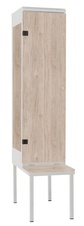TRITON šatní skříň 1-dveřová s lavicí, kov-lamino T2195, šedá - ořech Light Rockrord