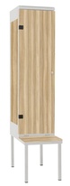 TRITON šatní skříň 1-dveřová s lavicí, kov-lamino T2195, šedá - jasan Blonde Surfside