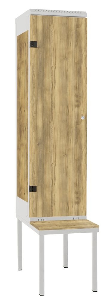 TRITON šatní skříň 1-dveřová s lavicí, kov-lamino T2195, šedá - dub Baroque Gold
