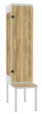 TRITON šatní skříň 1-dveřová s lavicí, kov-lamino T2195, šedá - dub Baroque Gold