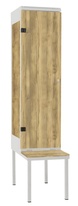 TRITON šatní skříň 1-dveřová s lavicí, kov-lamino T2195, šedá - dub Baroque Gold
