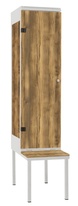 TRITON šatní skříň 1-dveřová s lavicí, kov-lamino T2195, šedá - dub Baroque Amber