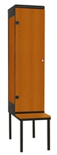 Šatní skříň 1-dveřová s lavicí, kov-lamino T2195, černá - třešeň