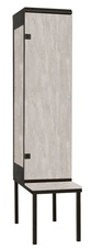 Šatní skříň 1-dveřová s lavicí, kov-lamino T2195, černá - beton