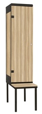 TRITON šatní skříň 1-dveřová s lavicí, kov-lamino T2195, černá - jasan Blonde Surfside