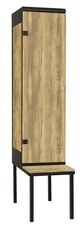 TRITON šatní skříň 1-dveřová s lavicí, kov-lamino T2195, černá - dub Baroque Gold