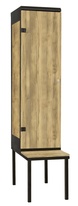 TRITON šatní skříň 1-dveřová s lavicí, kov-lamino T2195, černá - dub Baroque Gold