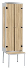 Šatní skříň 2-dveřová s lavicí, kov-lamino T1970, šedá - jasan Blonde Surfside