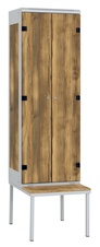 Šatní skříň 2-dveřová s lavicí, kov-lamino T1970, šedá - dub Baroque Amber