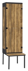 Šatní skříň 2-dveřová s lavicí, kov-lamino T1970, černá - dub Baroque Amber