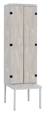 TRITON šatní skříň 2-dveřová s lavicí, kov-lamino T2195, šedá - beton