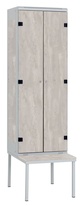 TRITON šatní skříň 2-dveřová s lavicí, kov-lamino T2195, šedá - beton