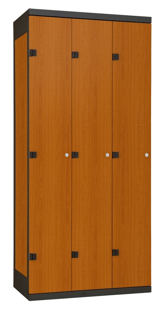 Šatní skříň 3-dveřová kov-lamino T1750, černá - třešeň