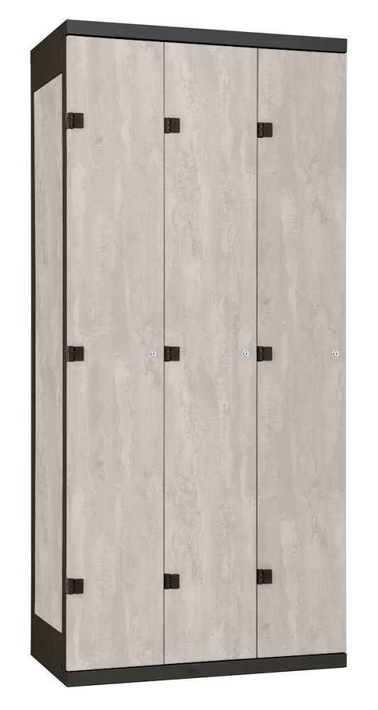 Šatní skříň 3-dveřová kov-lamino T1970, černá - beton