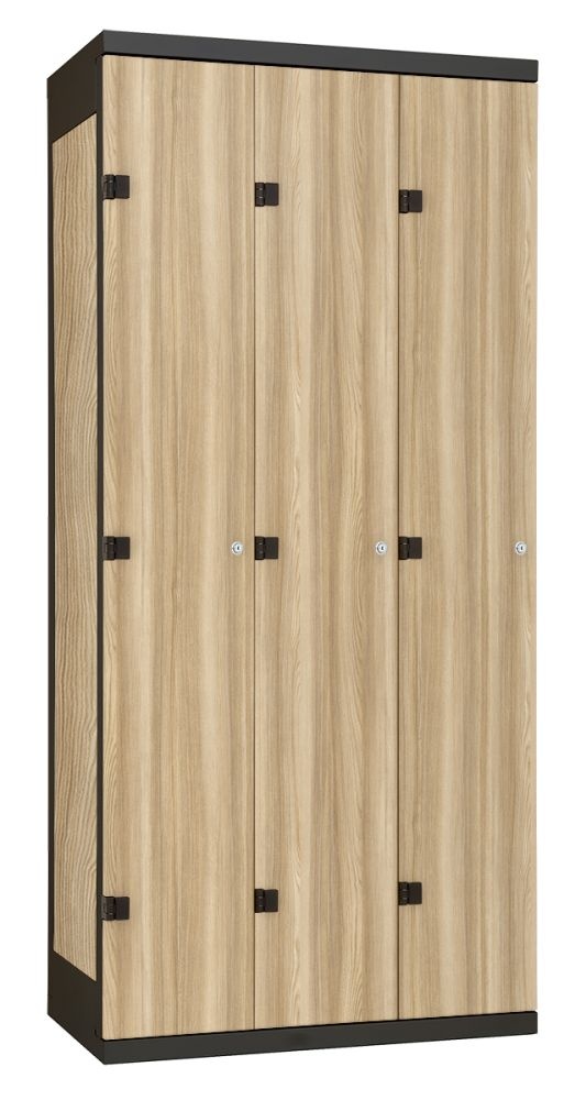 TRITON šatní skříň 3-dveřová kov-lamino T1970, černá - jasan Blonde Surfside