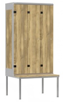 TRITON šatní skříň 3-dveřová s lavicí, kov-lamino T2195, šedá - dub Baroque Gold