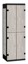 Šatní skříň se 4 boxy s lavicí kov-lamino T1970, černá - beton