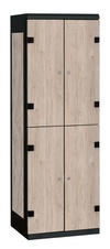 TRITON šatní skříň se 4 boxy s lavicí kov-lamino T1970, černá - ořech Light Rockrord