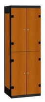 TRITON šatní skříň se 4 boxy s lavicí kov-lamino T2195, černá - třešeň
