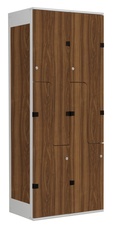 Šatní skříň se 4 boxy a dveřmi ve tvaru Z, kov-lamino T1970, šedá - ořech