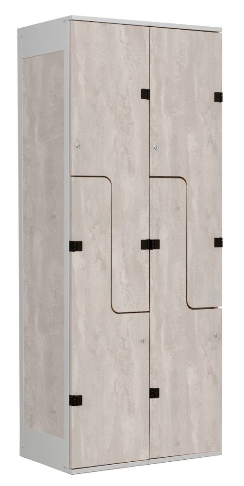 TRITON šatní skříň se 4 boxy a dveřmi ve tvaru Z, kov-lamino T1970, šedá - beton