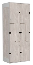 Šatní skříň se 4 boxy a dveřmi ve tvaru Z, kov-lamino T1970, šedá - beton