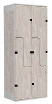 TRITON šatní skříň se 4 boxy a dveřmi ve tvaru Z, kov-lamino T1970, šedá - beton