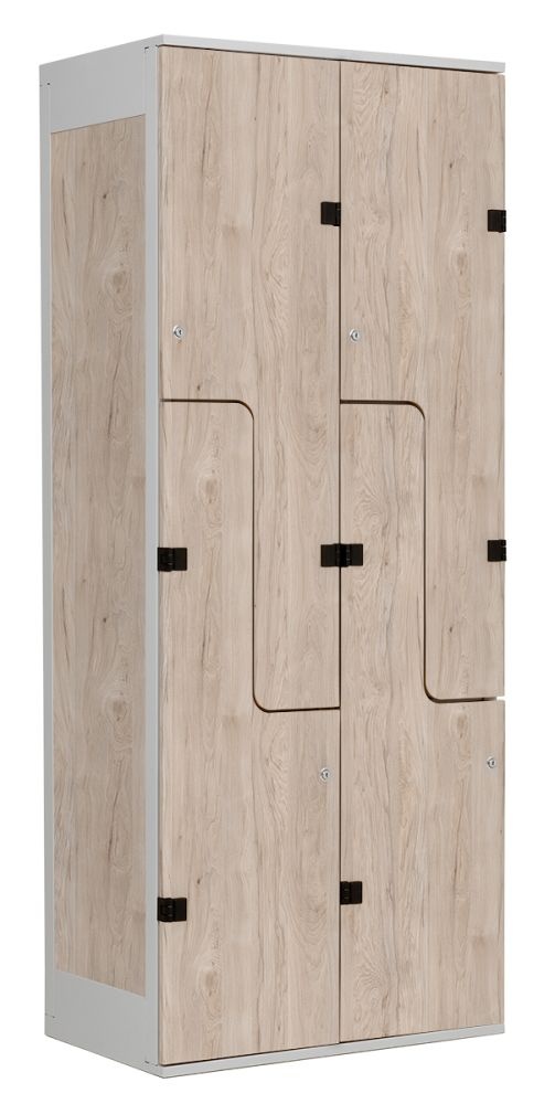 TRITON šatní skříň se 4 boxy a dveřmi ve tvaru Z, kov-lamino T1970, šedá - ořech Light Rockrord