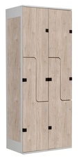 Šatní skříň se 4 boxy a dveřmi ve tvaru Z, kov-lamino T1970, šedá - ořech Light Rockrord