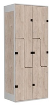 TRITON šatní skříň se 4 boxy a dveřmi ve tvaru Z, kov-lamino T1970, šedá - ořech Light Rockrord