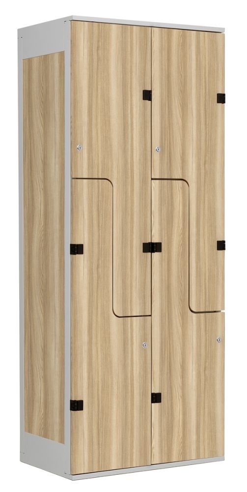 TRITON šatní skříň se 4 boxy a dveřmi ve tvaru Z, kov-lamino T1970, šedá - jasan Blonde Surfside