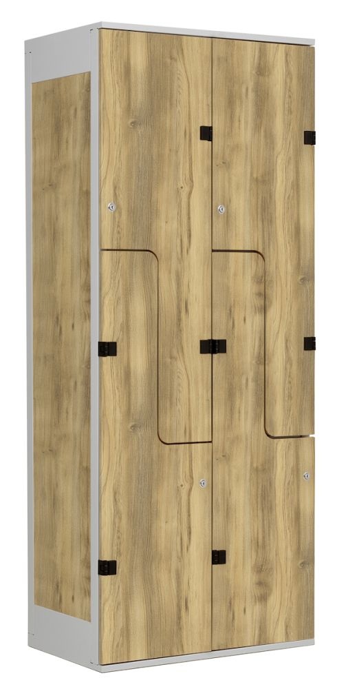 TRITON šatní skříň se 4 boxy a dveřmi ve tvaru Z, kov-lamino T1970, šedá - dub Baroque Gold