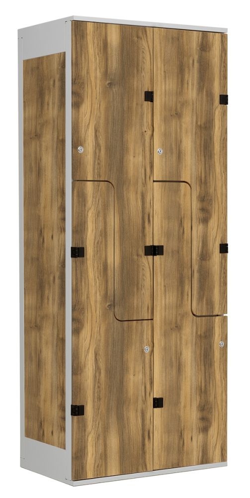 TRITON šatní skříň se 4 boxy a dveřmi ve tvaru Z, kov-lamino T1970, šedá - dub Baroque Amber