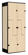 Šatní skříň se 4 boxy a dveřmi ve tvaru Z, kov-lamino T1970, černá - bříza