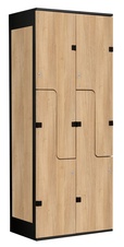 Šatní skříň se 4 boxy a dveřmi ve tvaru Z, kov-lamino T1970, černá - dub Nagano