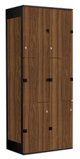Šatní skříň se 4 boxy a dveřmi ve tvaru Z, kov-lamino T1970, černá - ořech
