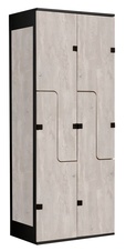Šatní skříň se 4 boxy a dveřmi ve tvaru Z, kov-lamino T1970, černá - beton
