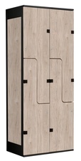 Šatní skříň se 4 boxy a dveřmi ve tvaru Z, kov-lamino T1970, černá - ořech Light Rockrord