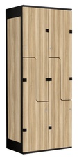 Šatní skříň se 4 boxy a dveřmi ve tvaru Z, kov-lamino T1970, černá - jasan Blonde Surfside