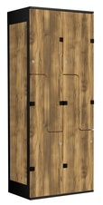 Šatní skříň se 4 boxy a dveřmi ve tvaru Z, kov-lamino T1970, černá - dub Baroque Amber