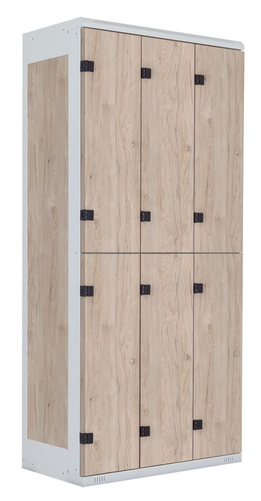 TRITON šatní skříň se 6 boxy kov-lamino T1970, šedá - ořech Light Rockrord