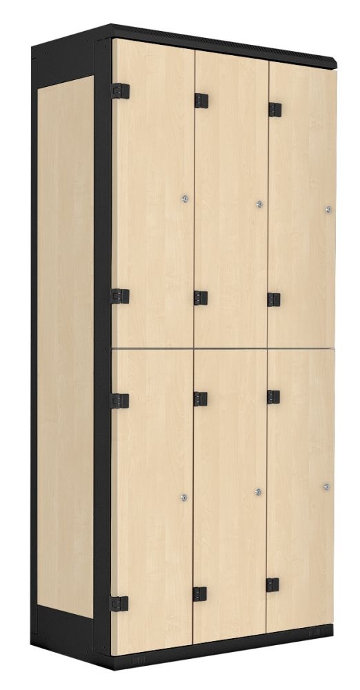 TRITON šatní skříň se 6 boxy kov-lamino T1970, černá - bříza