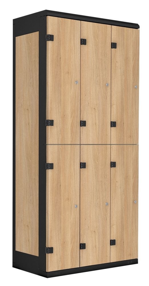 TRITON šatní skříň se 6 boxy kov-lamino T1970, černá - dub Nagano