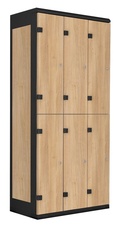 TRITON šatní skříň se 6 boxy kov-lamino T1970, černá - dub Nagano
