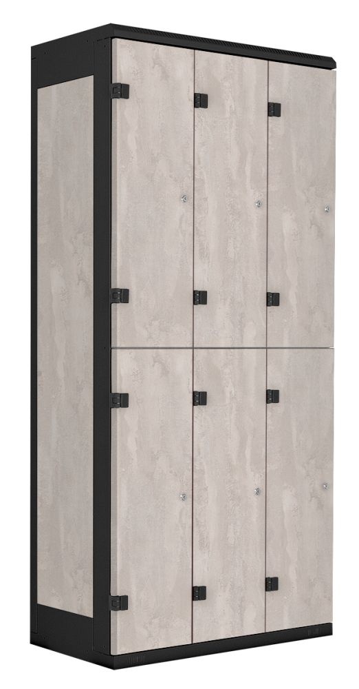 TRITON šatní skříň se 6 boxy kov-lamino T1970, černá - beton