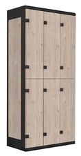 TRITON šatní skříň se 6 boxy kov-lamino T1970, černá - ořech Light Rockrord