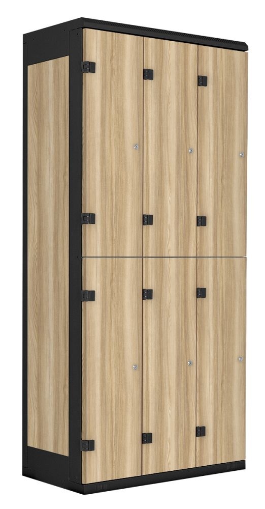 TRITON šatní skříň se 6 boxy kov-lamino T1970, černá - jasan Blonde Surfside