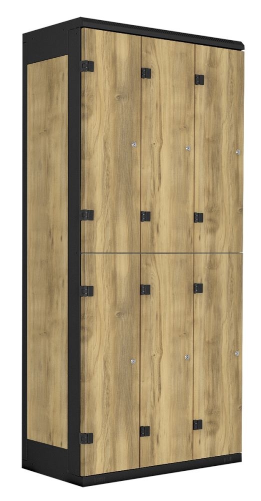 TRITON šatní skříň se 6 boxy kov-lamino T1970, černá - dub Baroque Gold