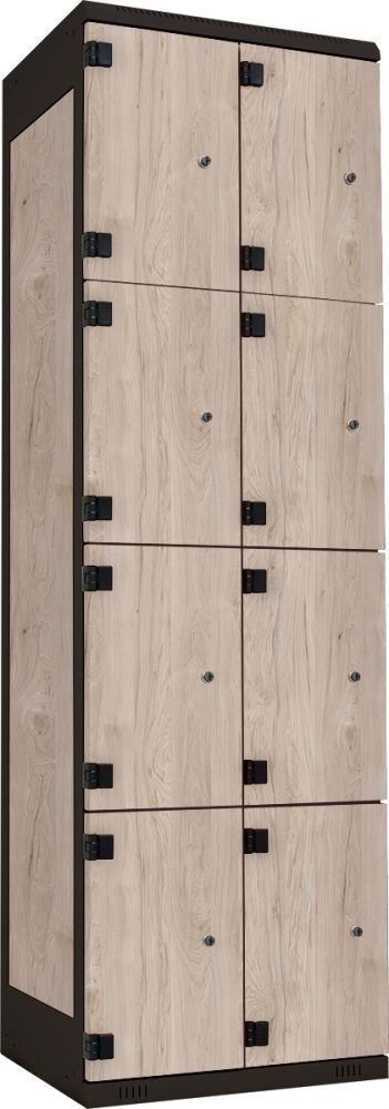 TRITON šatní skříň s 8 boxy kov-lamino T1970, černá - ořech Light Rockrord